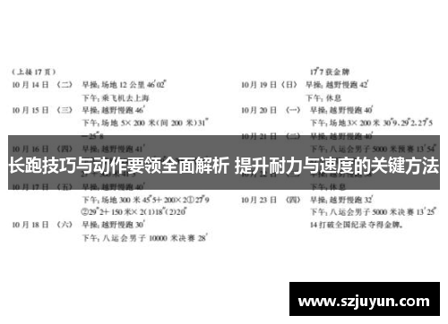 长跑技巧与动作要领全面解析 提升耐力与速度的关键方法